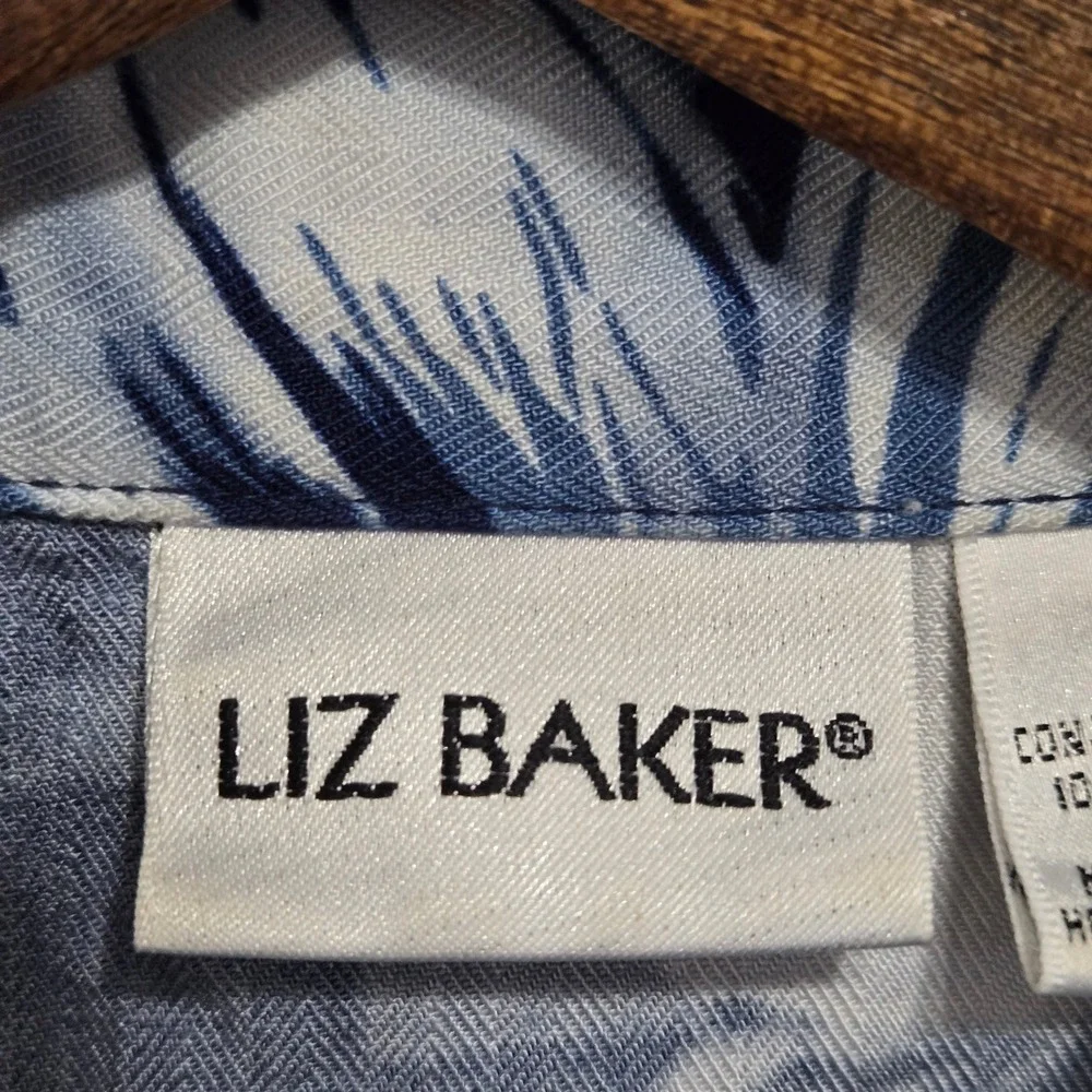Vintage 90s Liz Baker 2 Piece Set Tropical Floral‎ Dress and Crop Jacket Blue 14